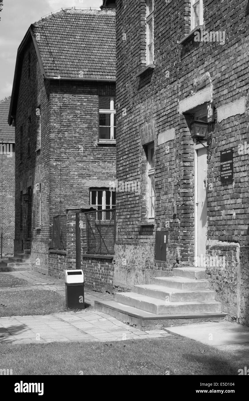 Barracks at Auschwitz concentration camp, Poland Stock Photo