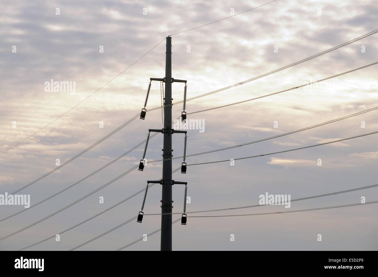 Italy, reconstruction of an high-voltage power line with low environmental and scenic impact pylons Stock Photo
