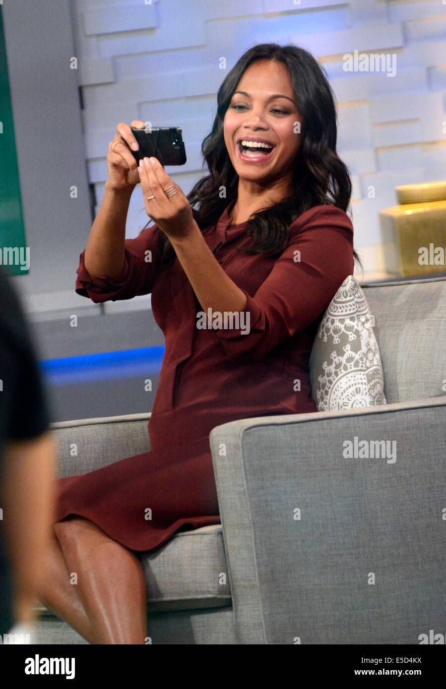 New York, NY, USA. 28th July, 2014. Zoe Saldana at talk show appearance
