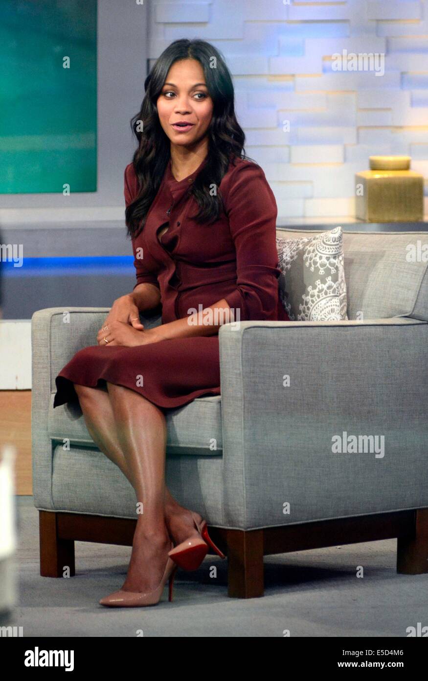New York, NY, USA. 28th July, 2014. Zoe Saldana at talk show appearance