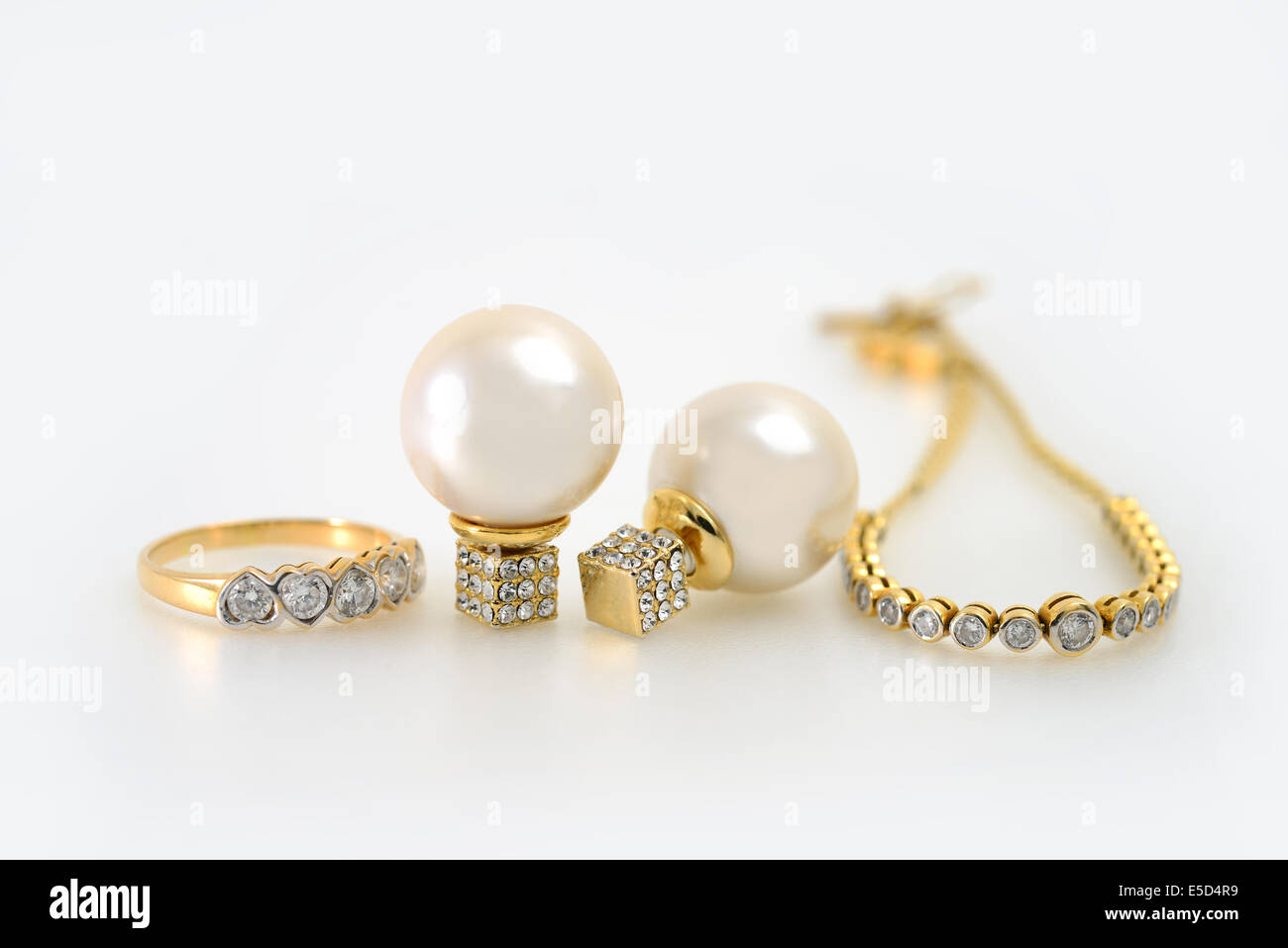 Diamond and pearl jewelry Stock Photo