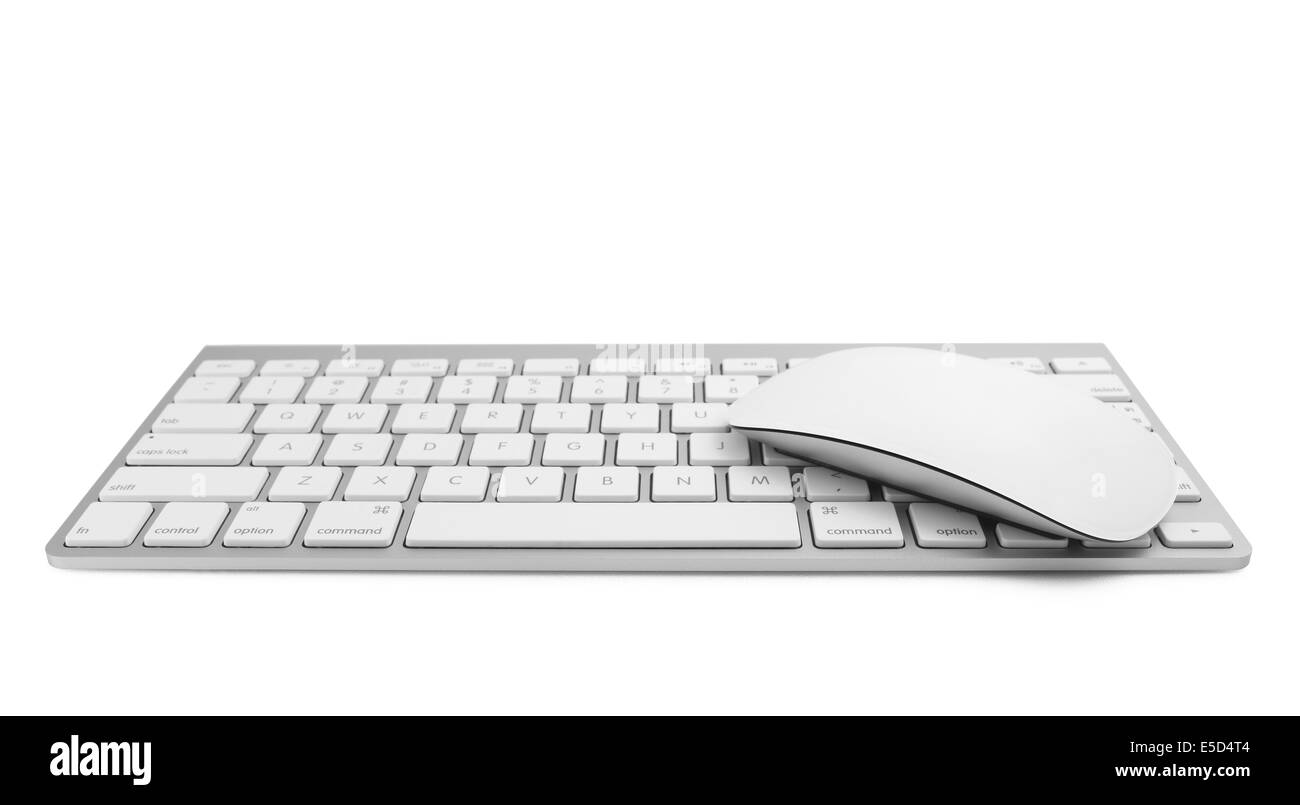 Wireless keyboard and mouse with clipping path Stock Photo