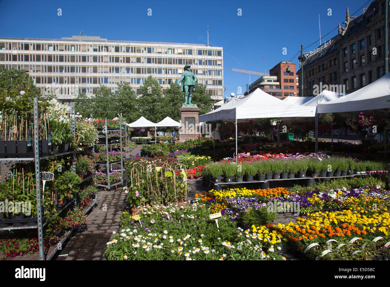 Oslo Flower Market, Stortorvet Square, Oslo, Norway Stock Photo