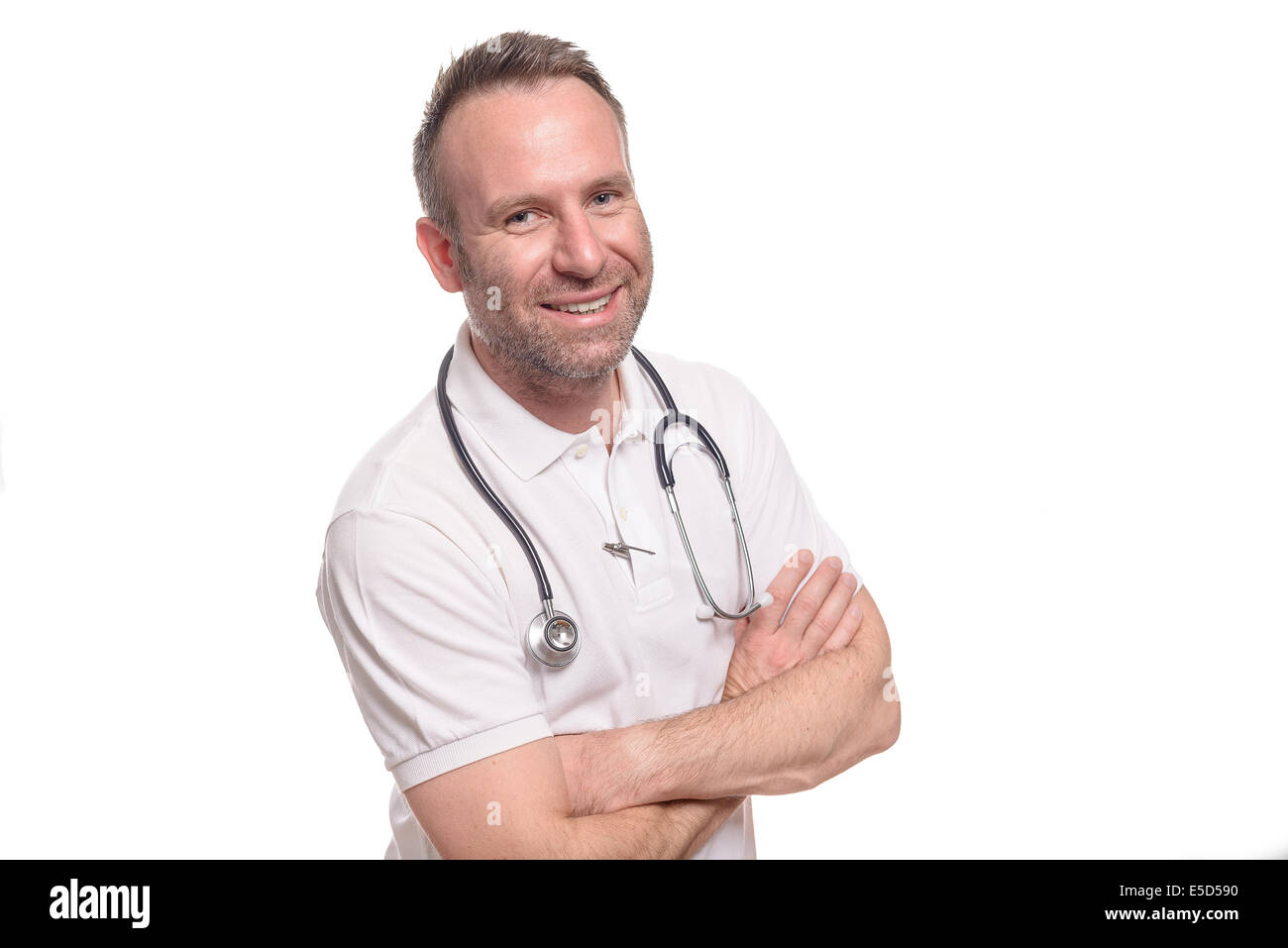 Handsome confident male doctor or nurse Stock Photo