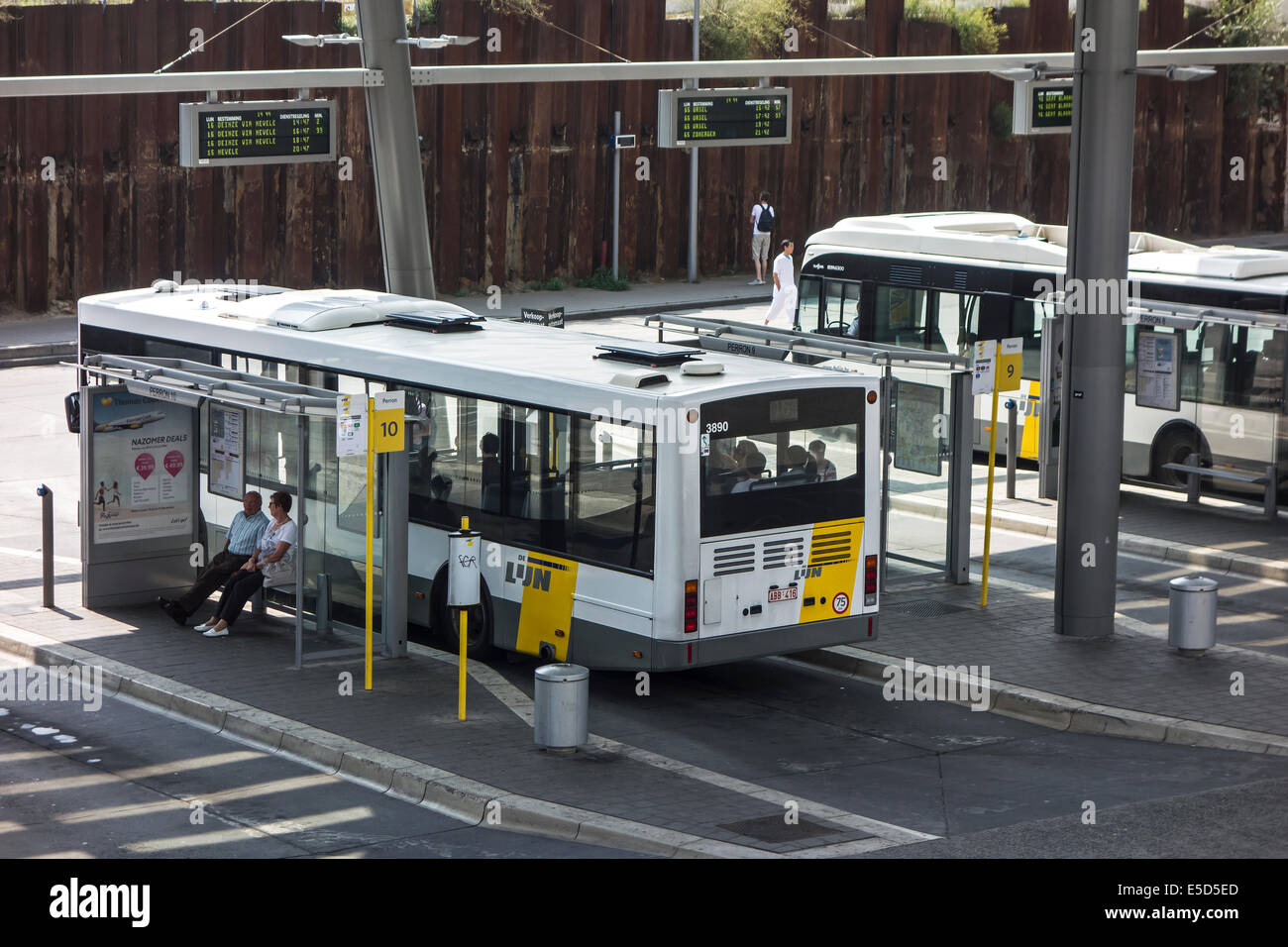 Buses at bus station of the GentSintPieters / Saint Peter's railway
