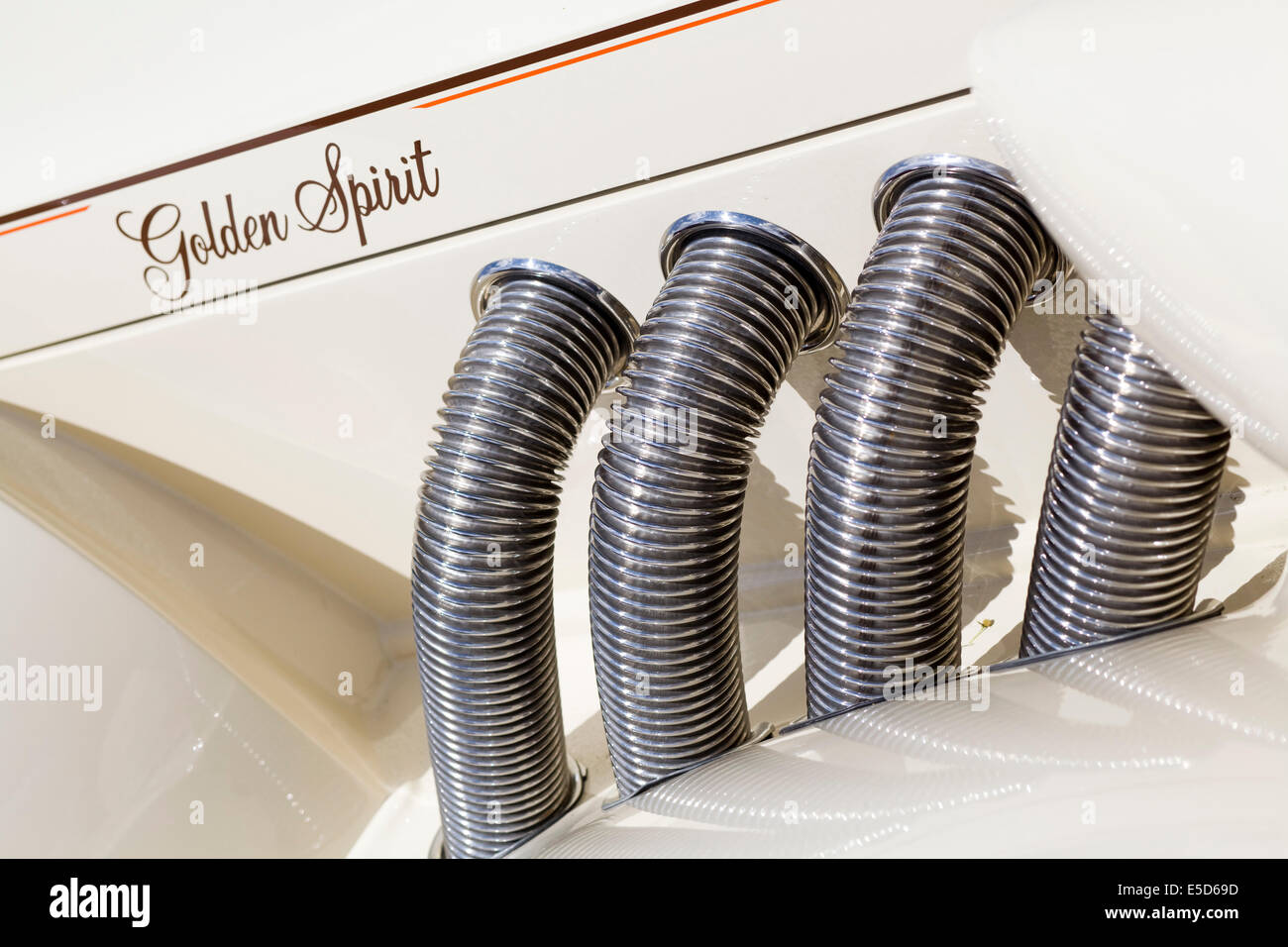 exhaust pipes on a 1980 Zimmer Golden Spirit 2 Stock Photo Alamy