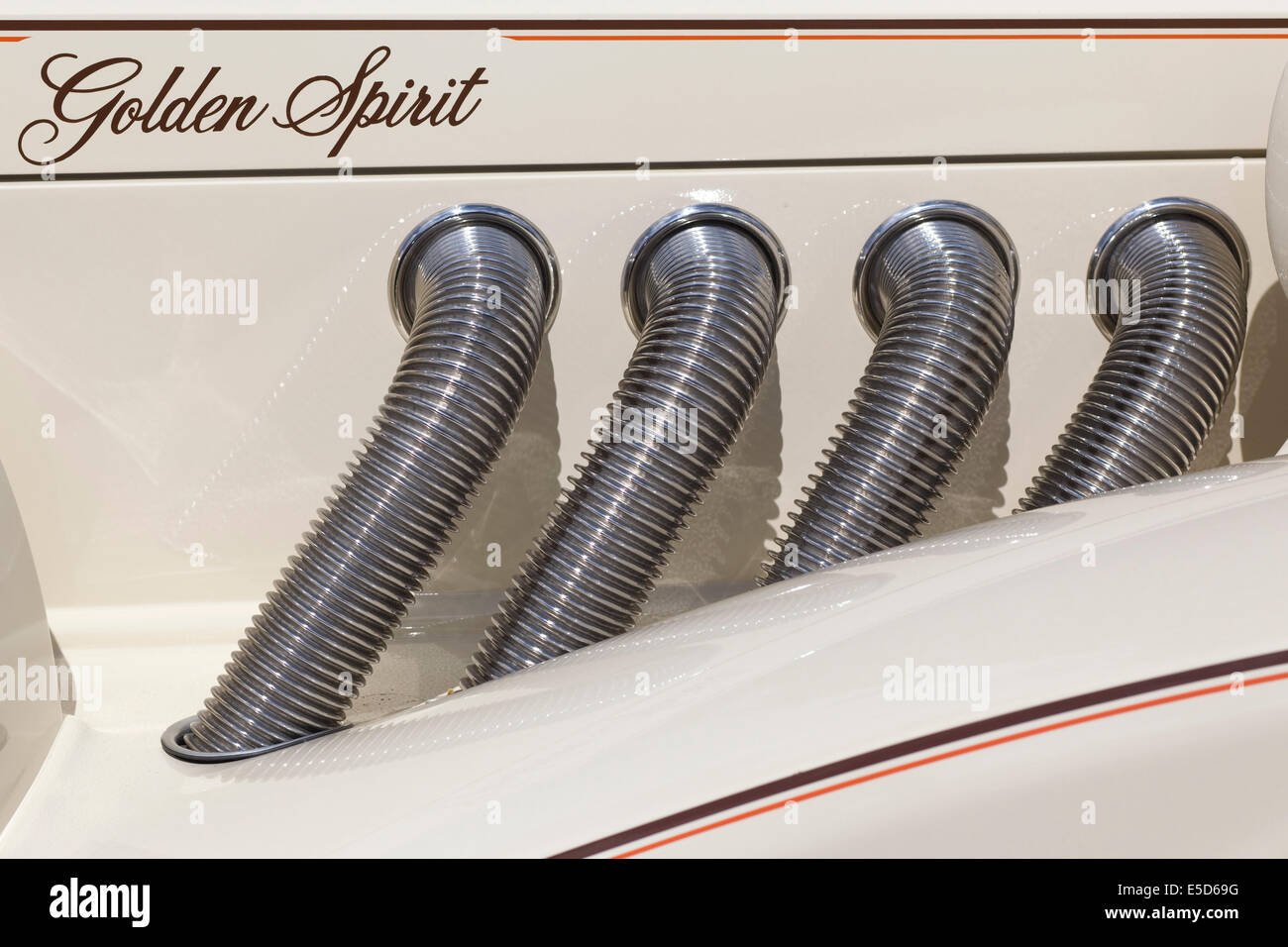 exhaust pipes on a 1980 Zimmer Golden Spirit 2 Stock Photo Alamy
