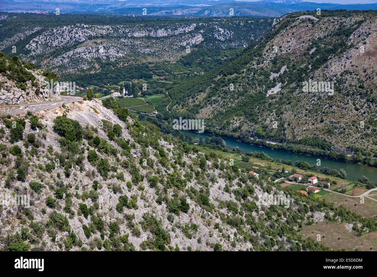 Beautiful landscape with river Neretva in Bosnia and Herzegovina, Balkans. Stock Photo