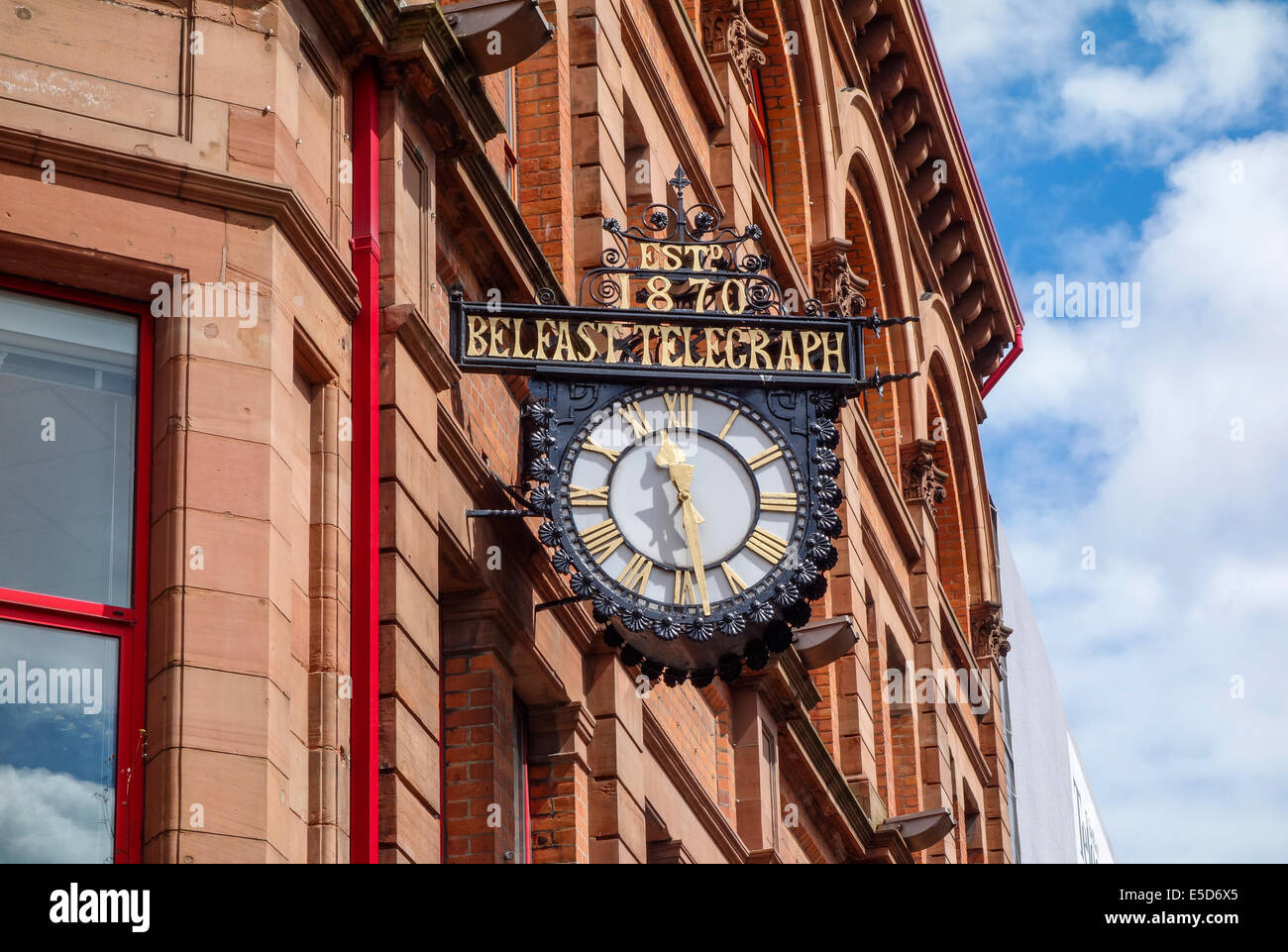 Clock at Belfast Telegraph Offices, Royal Avenue, Belfast, Northern