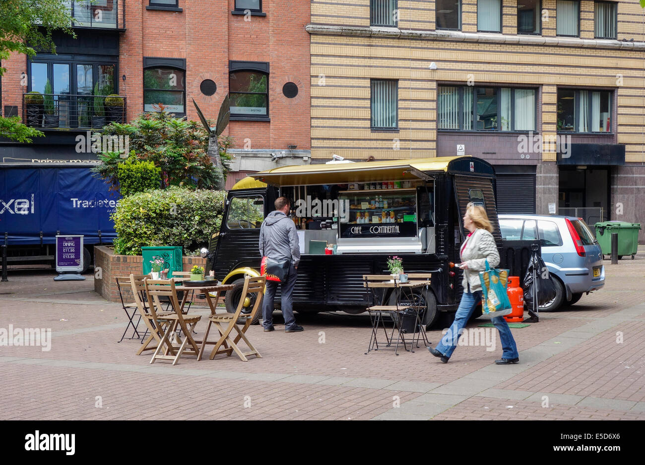 Mobile cafe van, Blackstaff Square, Belfast, Northern Ireland Stock