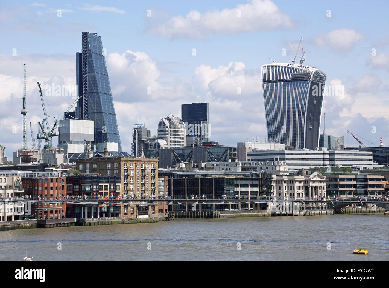 122 Leadenhall Street (The Cheesegrater) and 20 Fenchurch Street (The Walkie Talkie) viewed across the River Thames in London Stock Photo