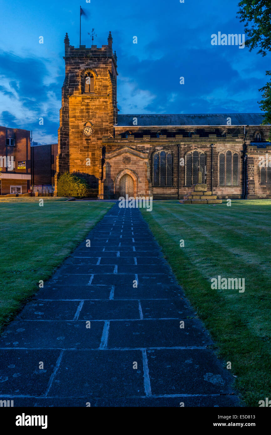 St Luke's Church in Cannock at night Stock Photo