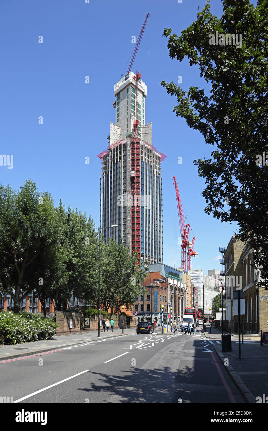 South Bank Tower, London, a 30 storey 1970s office block being extended by 11 floors and converted into apartments Stock Photo