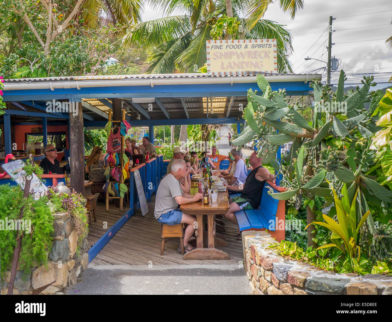 Shipwreck Landing Restaurant in Coral Bay on the Caribbean island of St John in the US Virgin Islands Stock Photo