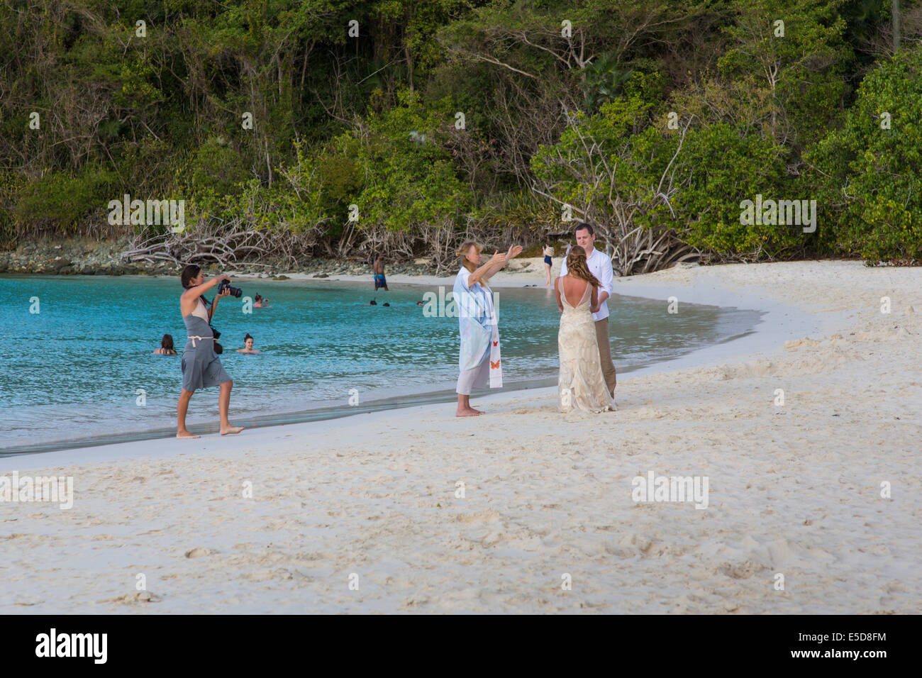 Wedding on Trunk Bay Beach on the Caribbean island of St John in the US
