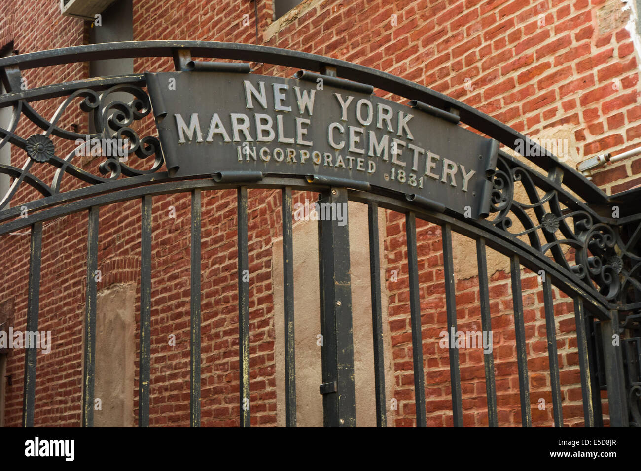 New York Marble Cemetery gate Stock Photo