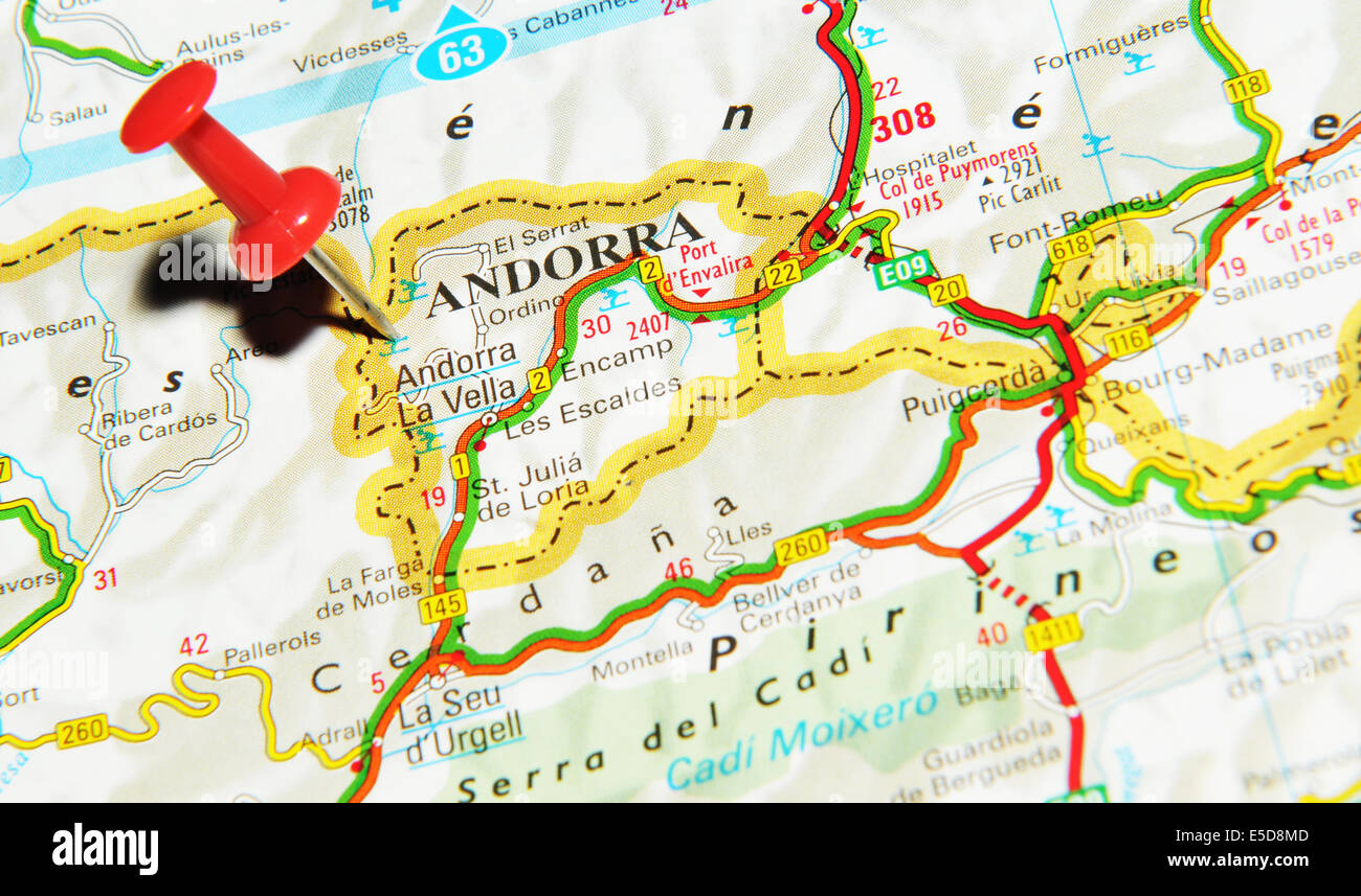 Andorra on map Stock Photo