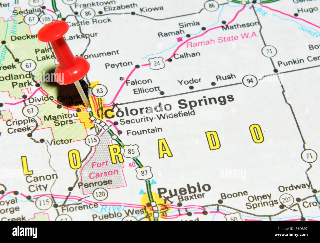 Colorado Springs On Us Map Stock Photo Alamy
