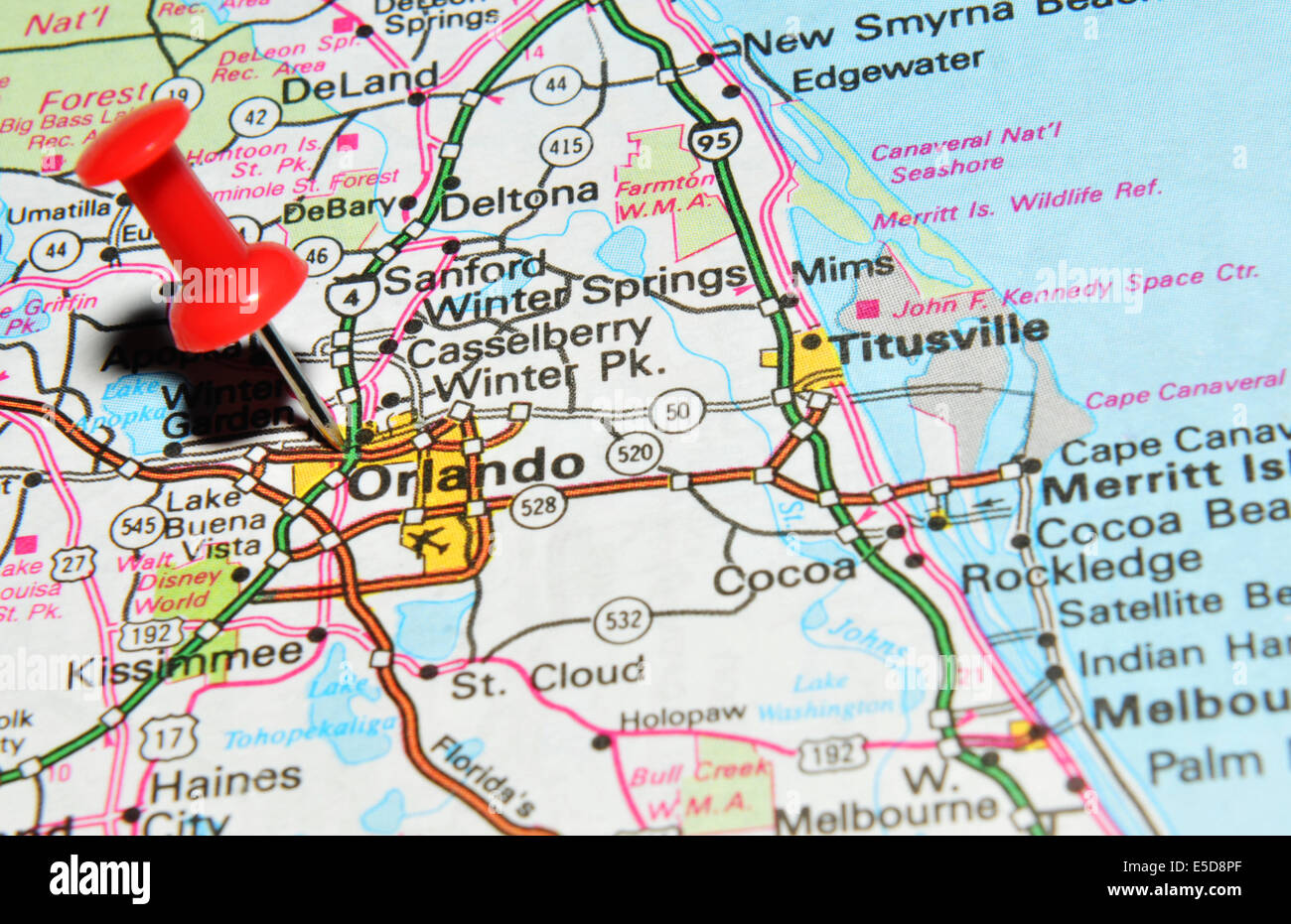 Orlando on US map Stock Photo - Alamy