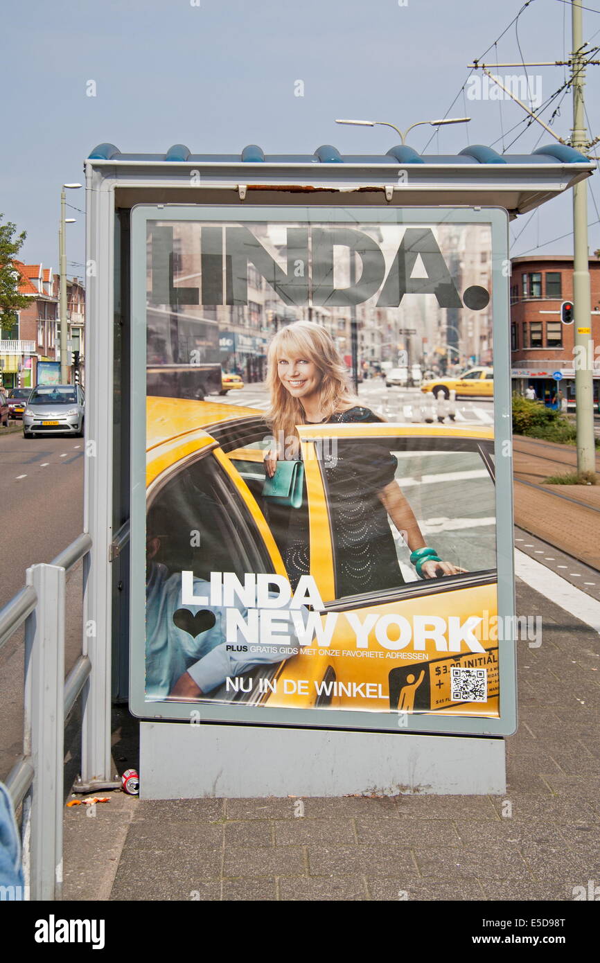 Steenwijk, Netherlands: July 30, 2011 - LINDA magazine advertising on bus shelter Stock Photo