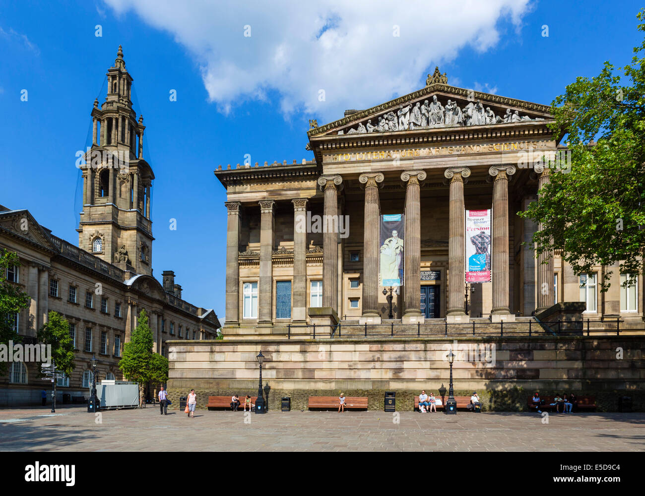 Town Hall and Harris Museum and Art Gallery, Market Square, Preston, Lancashire, UK Stock Photo