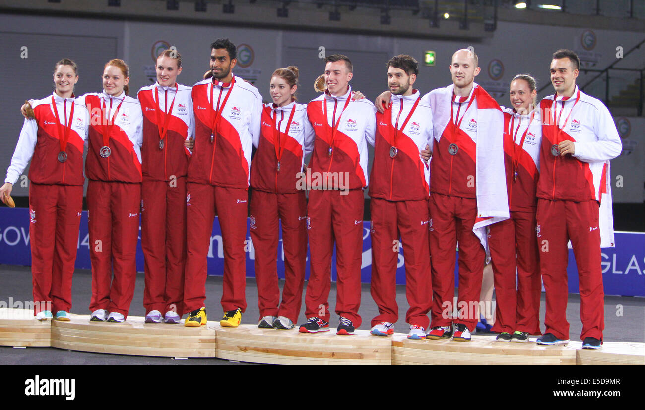 Glasgow, Scotland. 28th July, 2014. Glasgow Commonwealth Games. Badminton mixed teams final and medal Ceremony from the Emirates . Team England won silver Credit:  Action Plus Sports/Alamy Live News Stock Photo