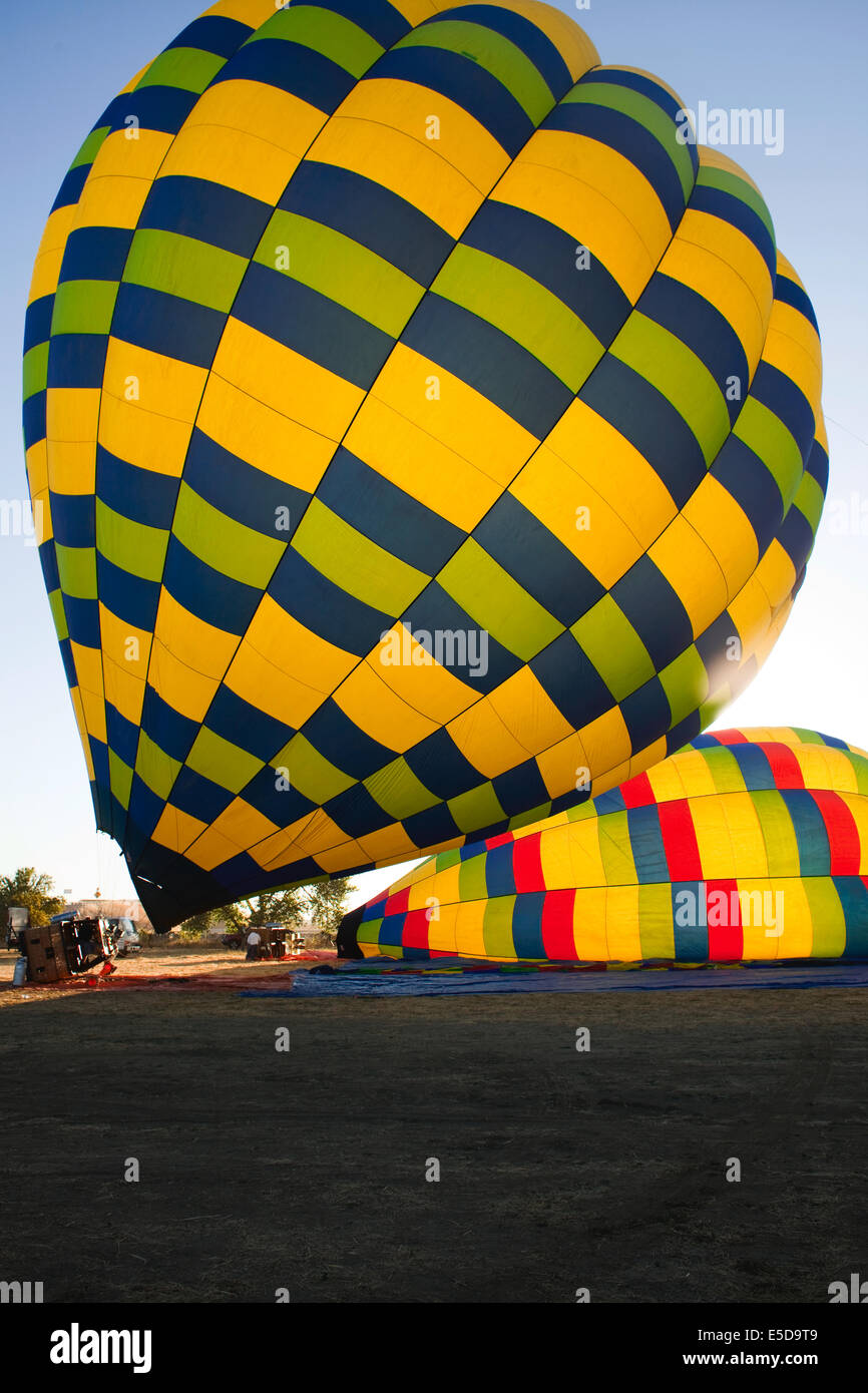 Hot Air Balloons in the process of inflating Stock Photo Alamy