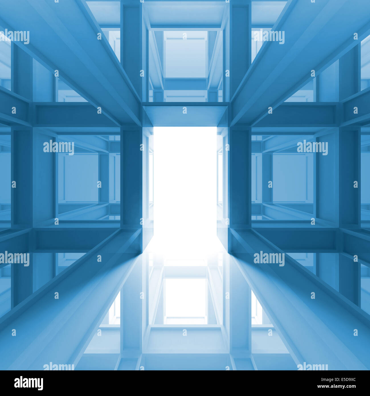 Abstract blue 3d interior with glowing door Stock Photo - Alamy