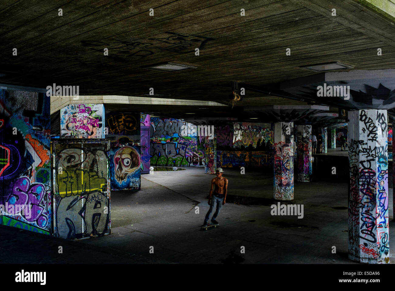 Lone skateboarder at the Southbank skatepark, London, UK Stock Photo