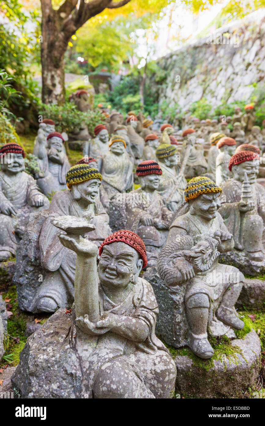 Asia, Japan, Honshu, Hiroshima prefecture, Miyajima Island, statues in Daisho-in buddhist temple Stock Photo