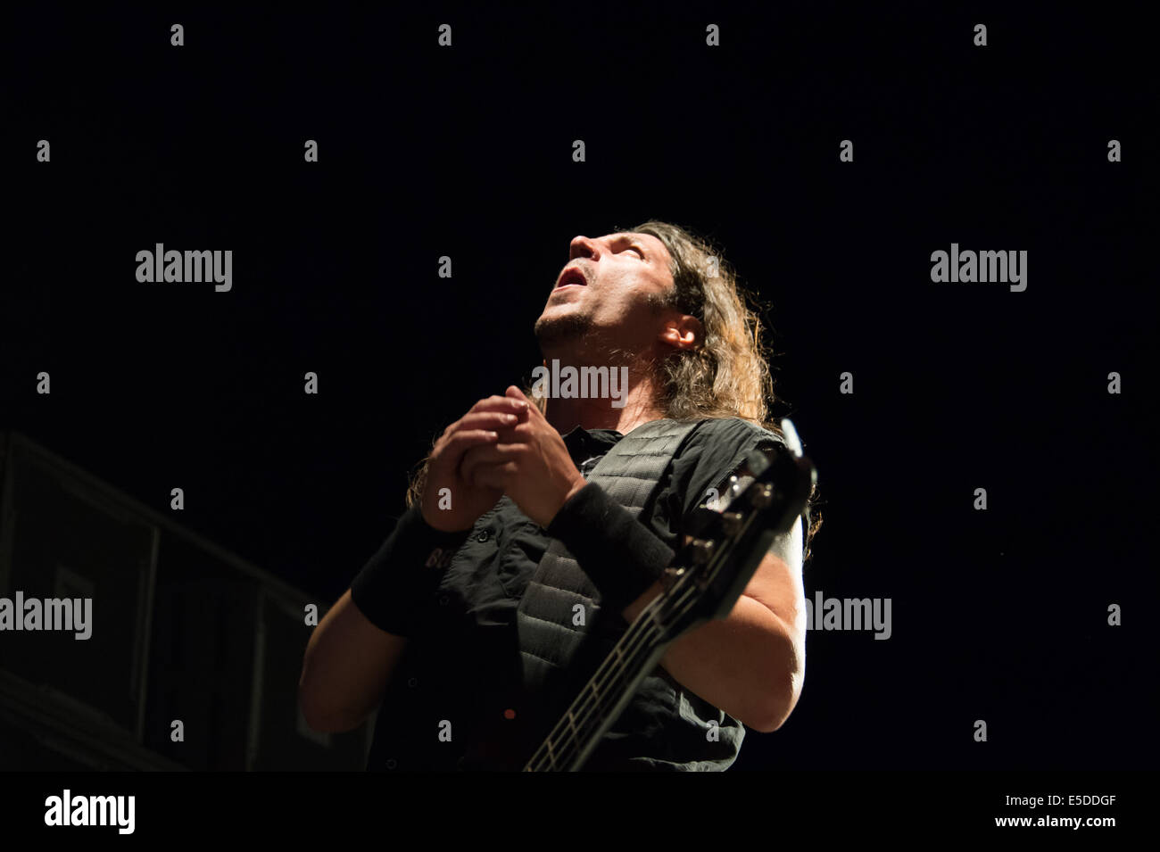 LINCOLN, CA - July 25: Frank Bello  of Anthrax performs in support of That Metal Show featuring Anthrax, Living Colour and Corey Stock Photo