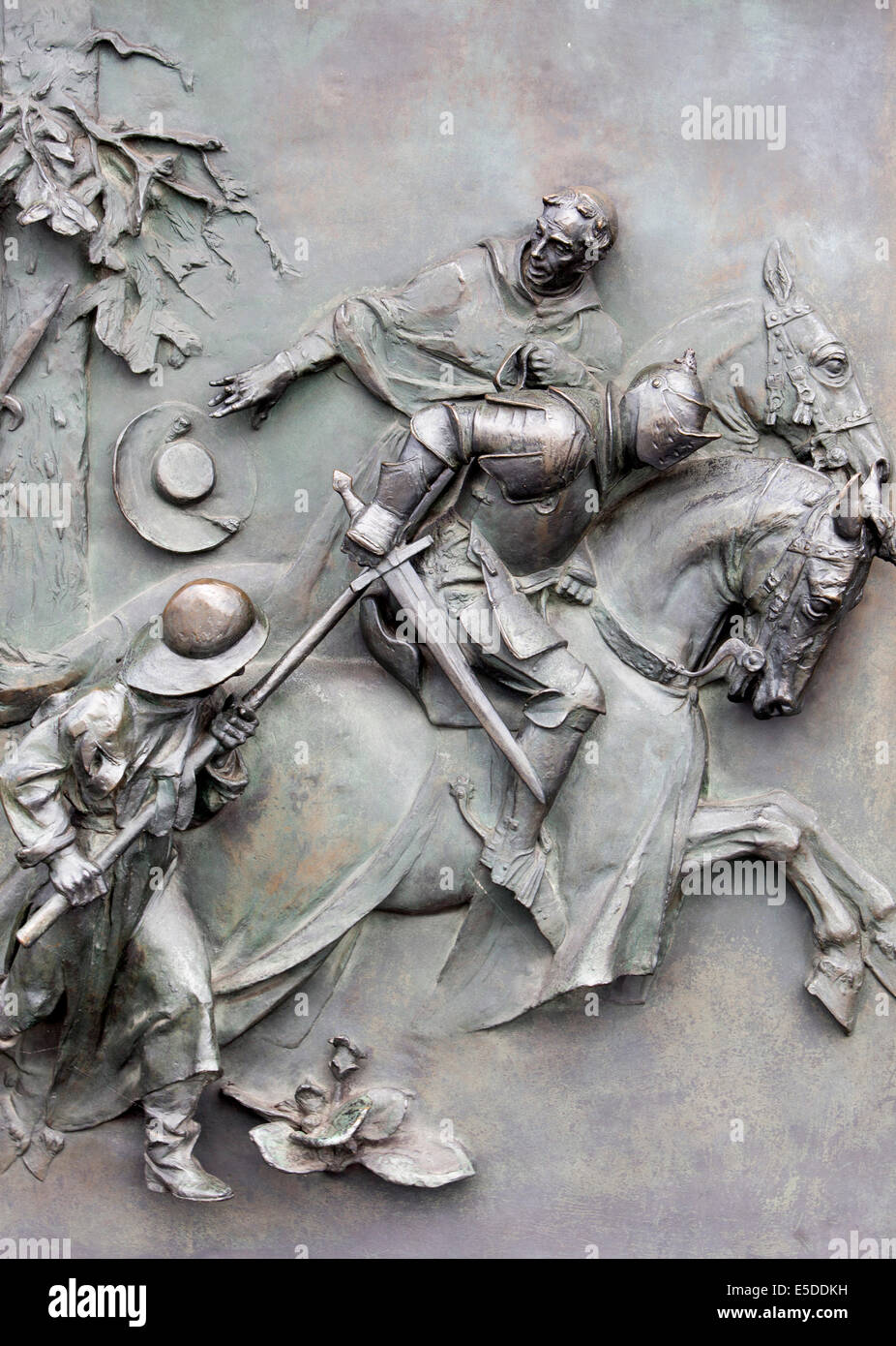 Relief from the main gate of the National Monument in Vitkov in Prague, Czech Republic.Win Hussites at the Battle of Domažlice. 1431Hussite war Stock Photo