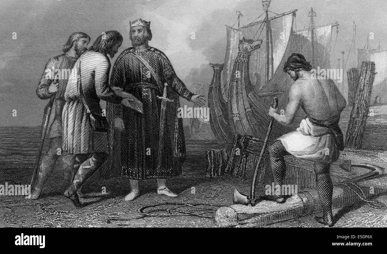 Alfred the Great, 847-899, King of the Anglo-Saxons,  constructing the first English fleet Stock Photo
