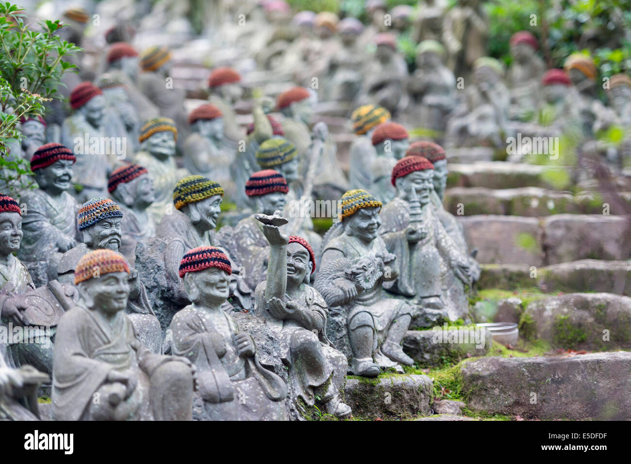 Asia, Japan, Honshu, Hiroshima prefecture, Miyajima Island, statues in Daisho-in buddhist temple Stock Photo