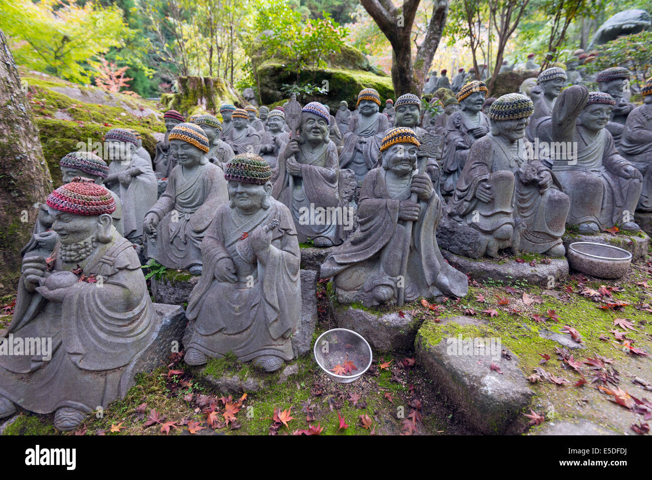 Asia, Japan, Honshu, Hiroshima prefecture, Miyajima Island, statues in Daisho-in buddhist temple Stock Photo