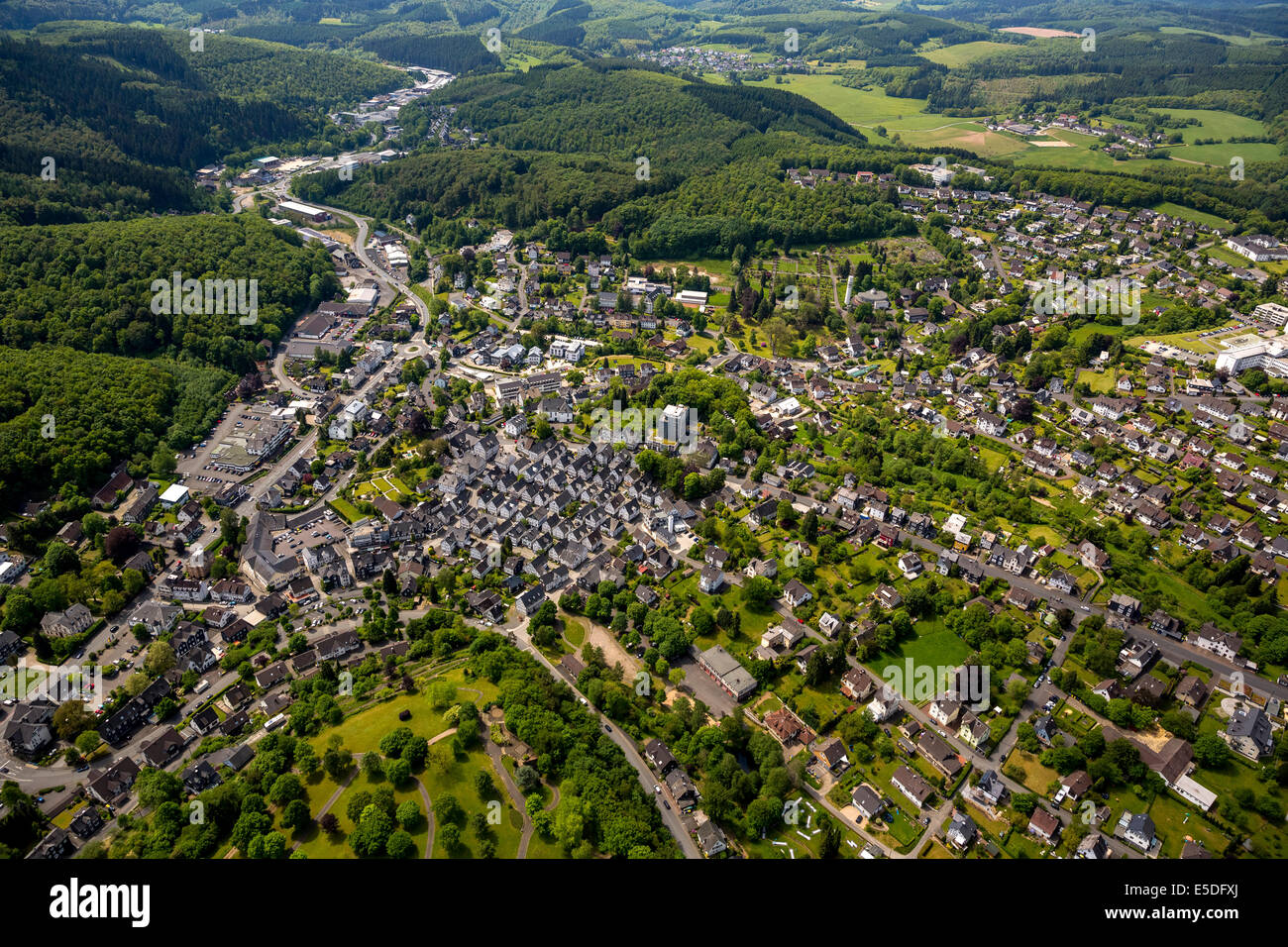 Aerial view, Alter Flecken, historical city centre, Freudenberg, North Rhine-Westphalia, Germany Stock Photo