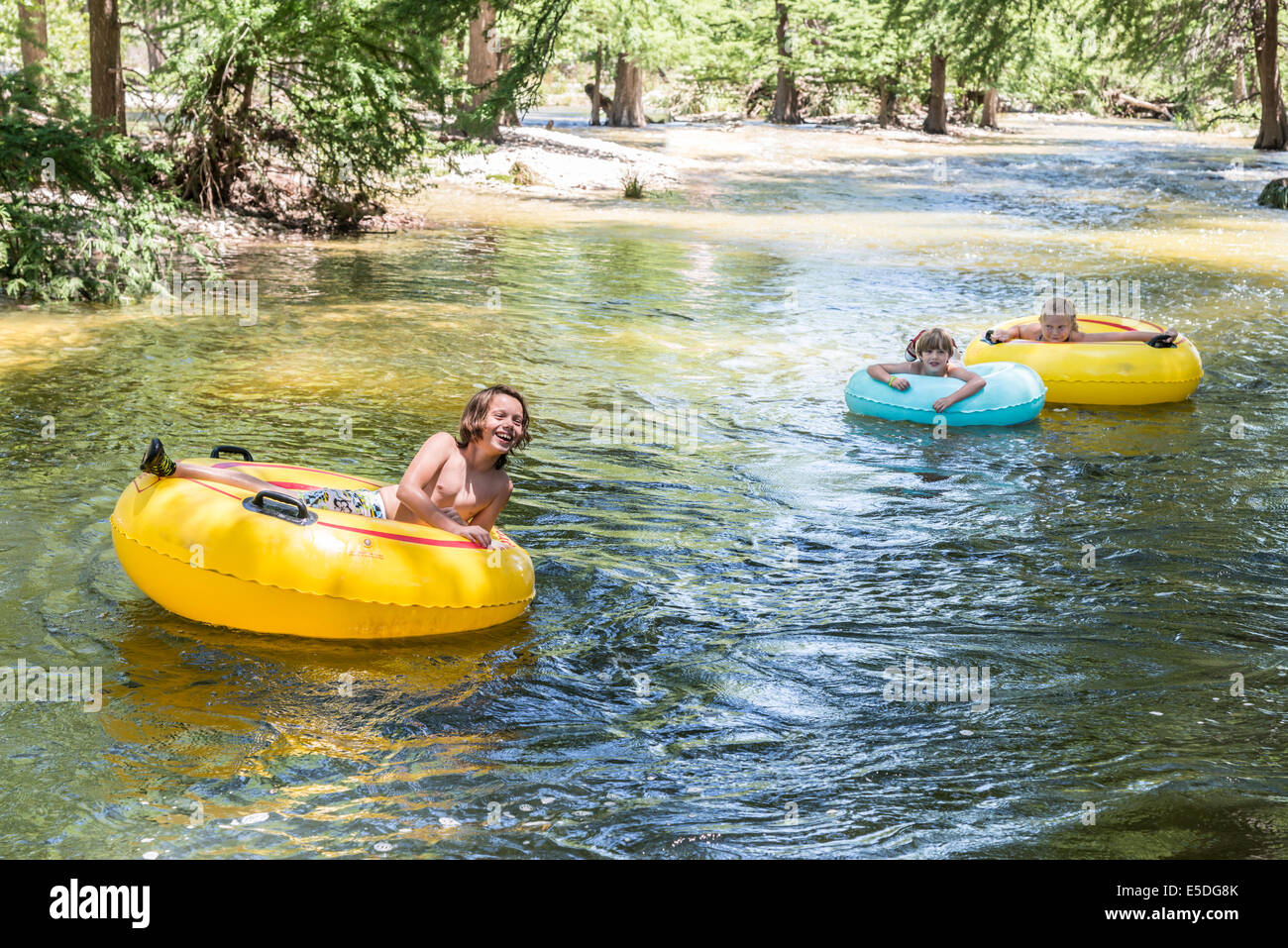 USA, Texas, Children tubing the Frio River Stock Photo Alamy