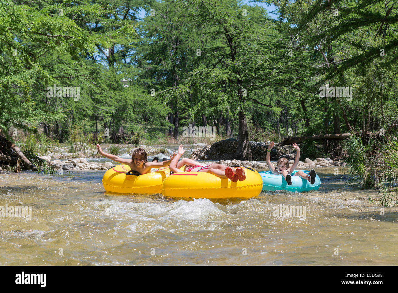 USA, Texas, Children tubing the Frio River Stock Photo Alamy