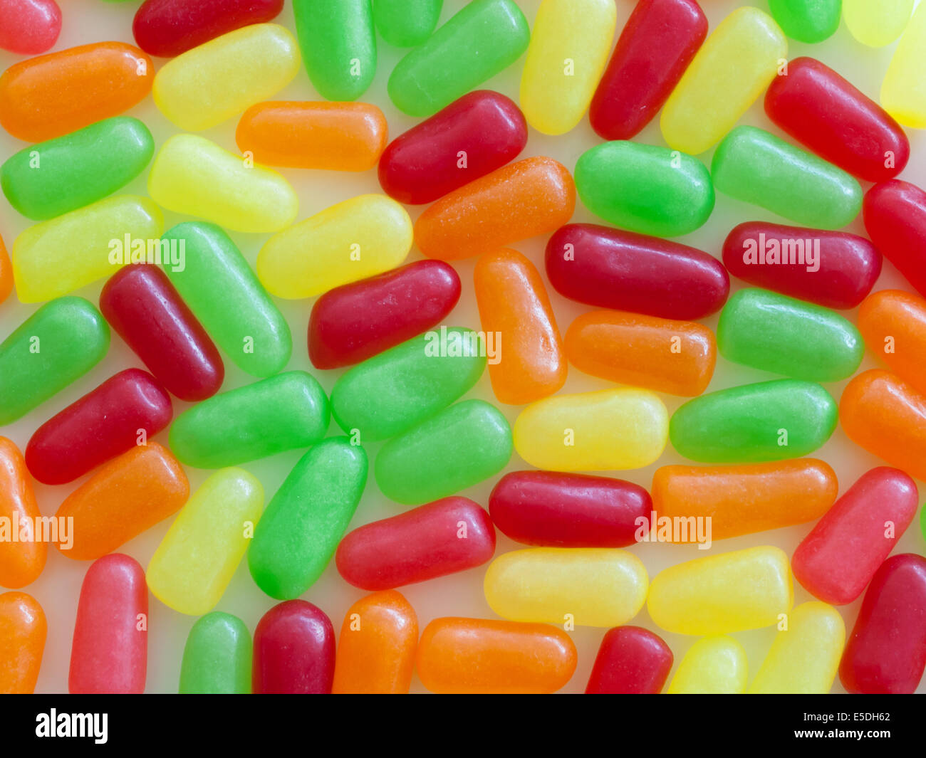 A close-up view of Mike and Ike candy.  Original Fruits version is shown. Stock Photo