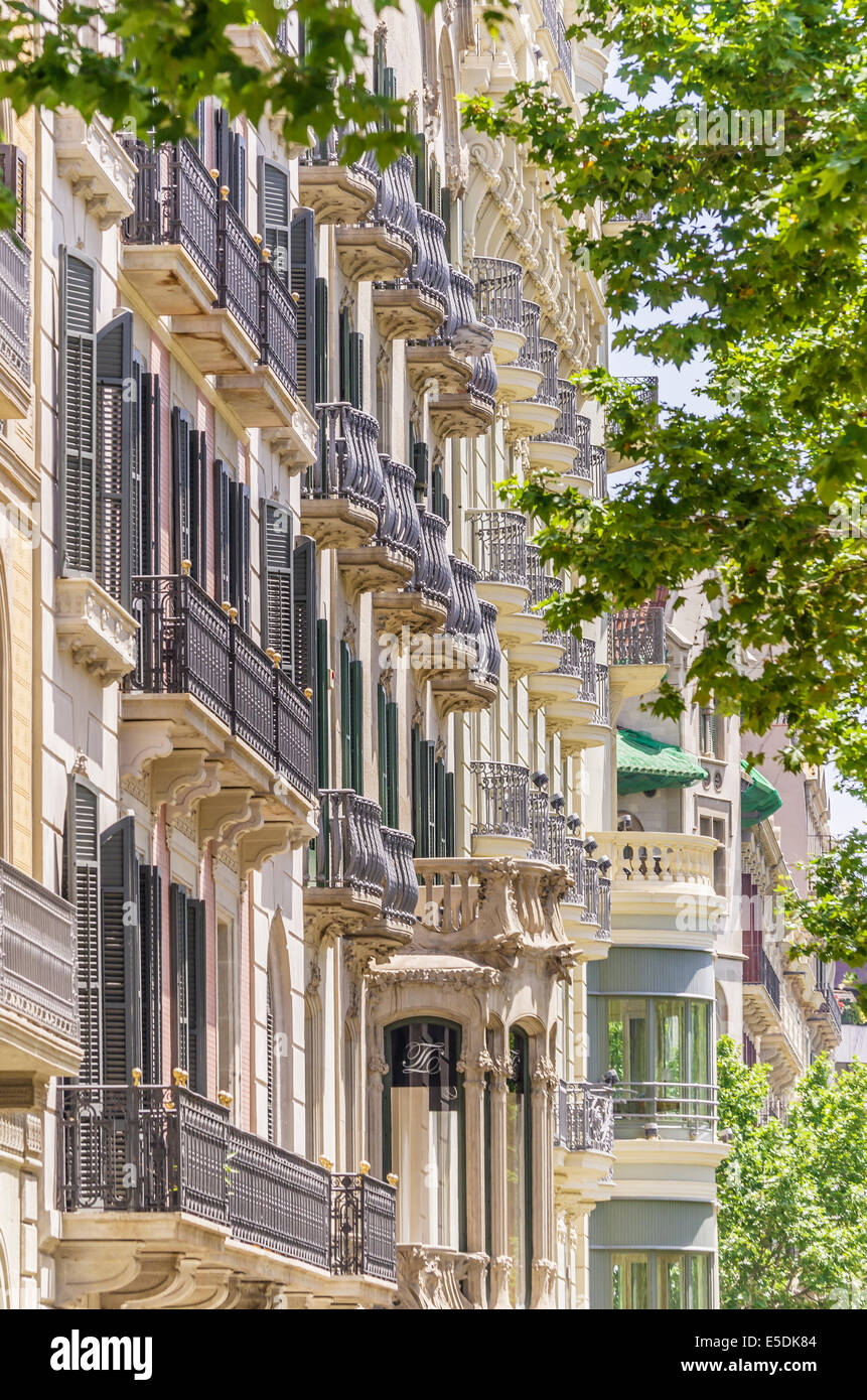 Spain, Barcelona, front of a house in district Eixample Stock Photo