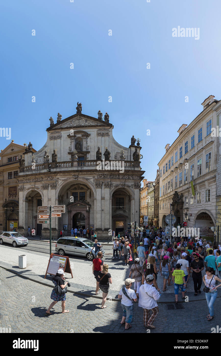 Czech Republic, Prague, Knights of the Cross Square with Church of St Saviour Stock Photo