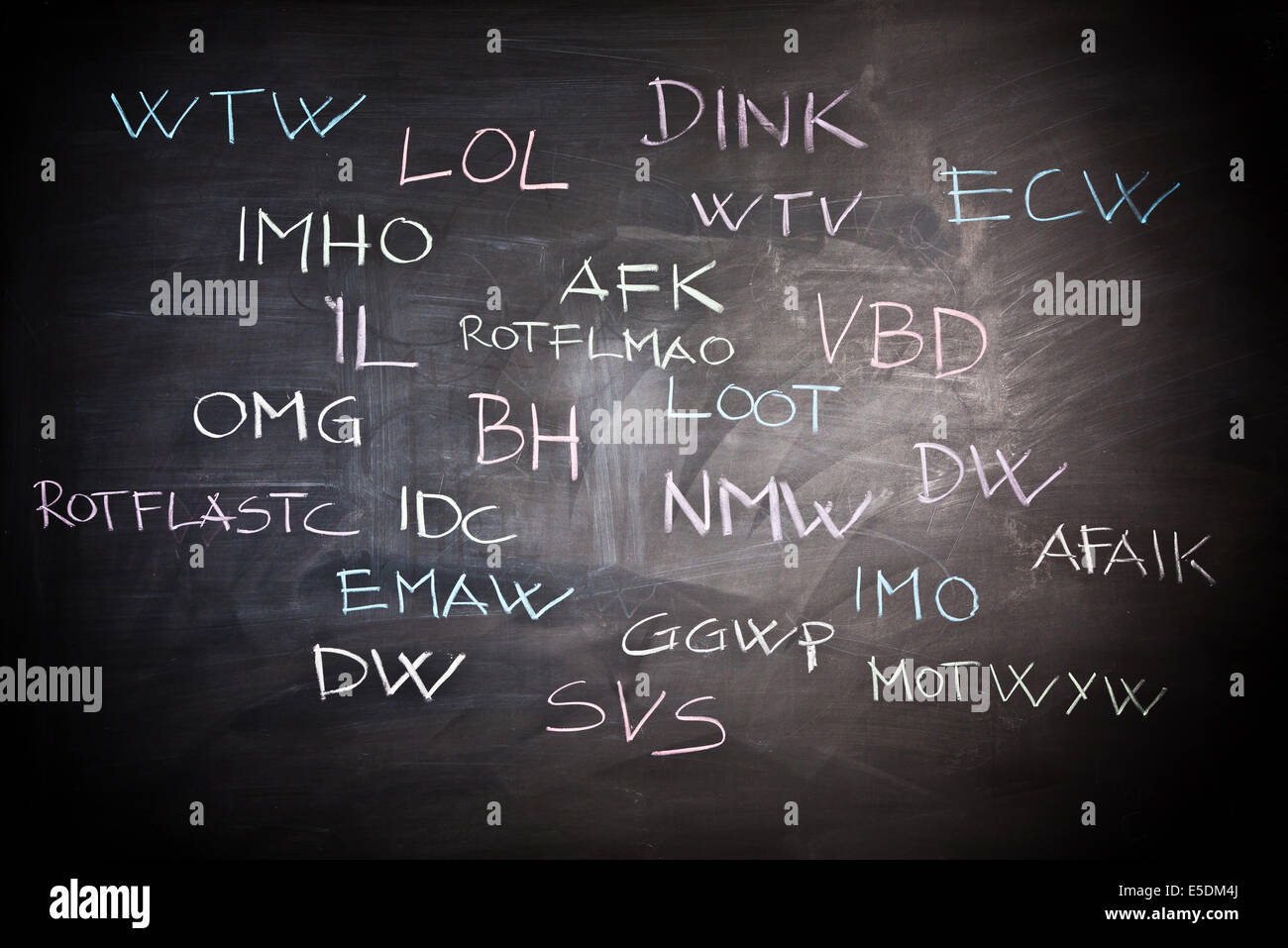 internet slang on classic slate blackboard Stock Photo