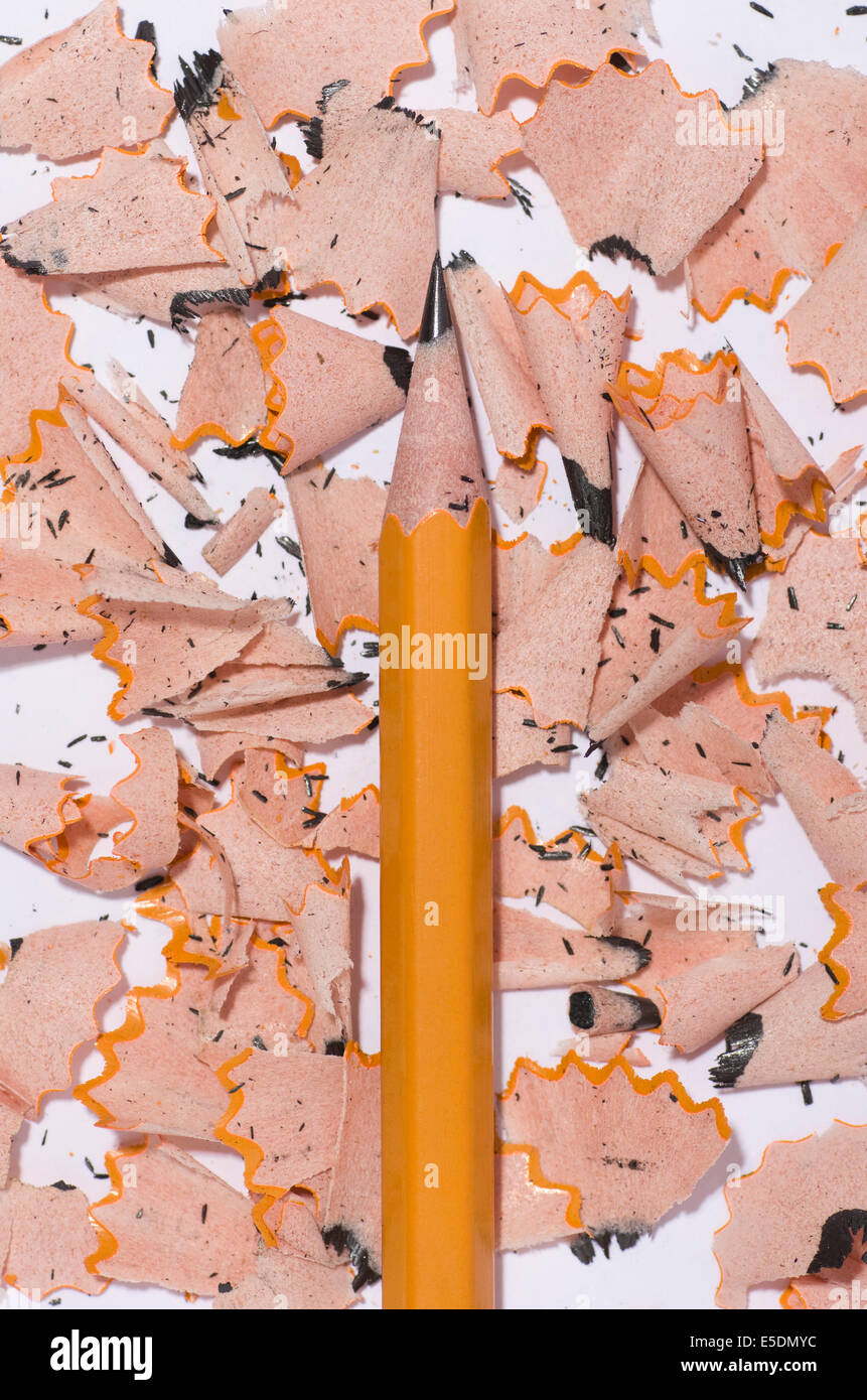 Pencil and pencil sharpenings Stock Photo Alamy