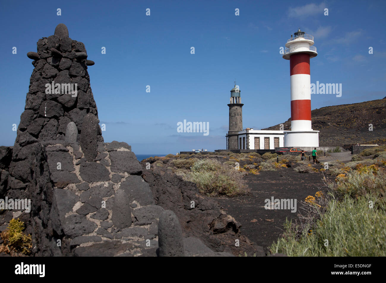 old and new Lighthouse at the Punta de Fuencaliente, La Palma, Canary Islands, Spain, Europe Stock Photo