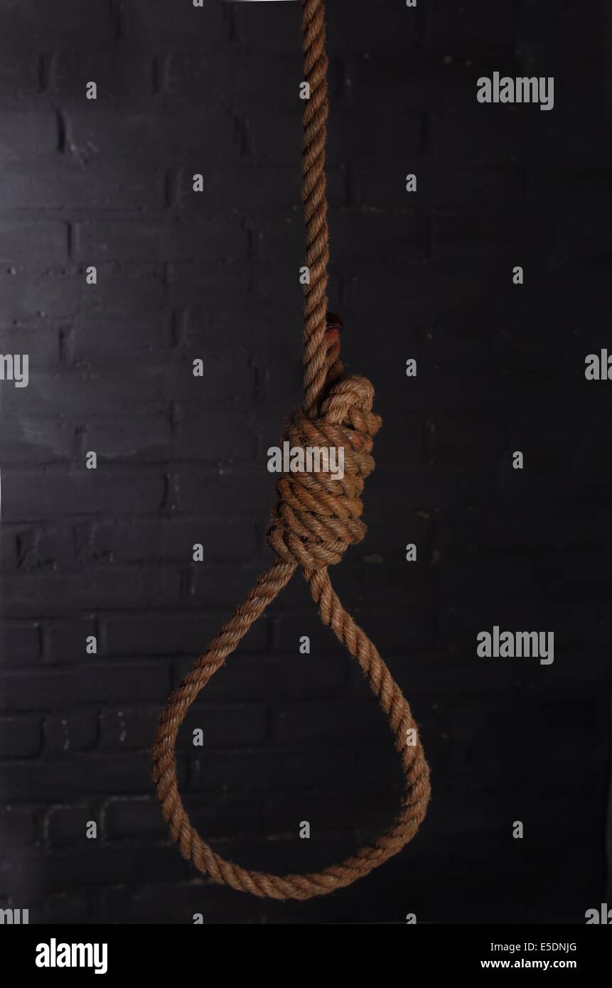 loop of gallows on wall background Stock Photo