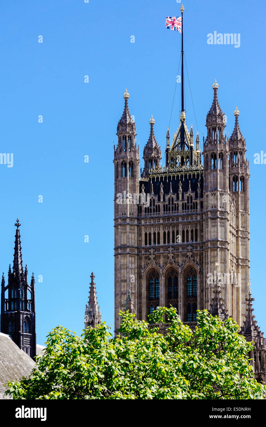 United Kingdom, England, London, Westminster, Victoria Tower, Part of Palace of Westminster Stock Photo