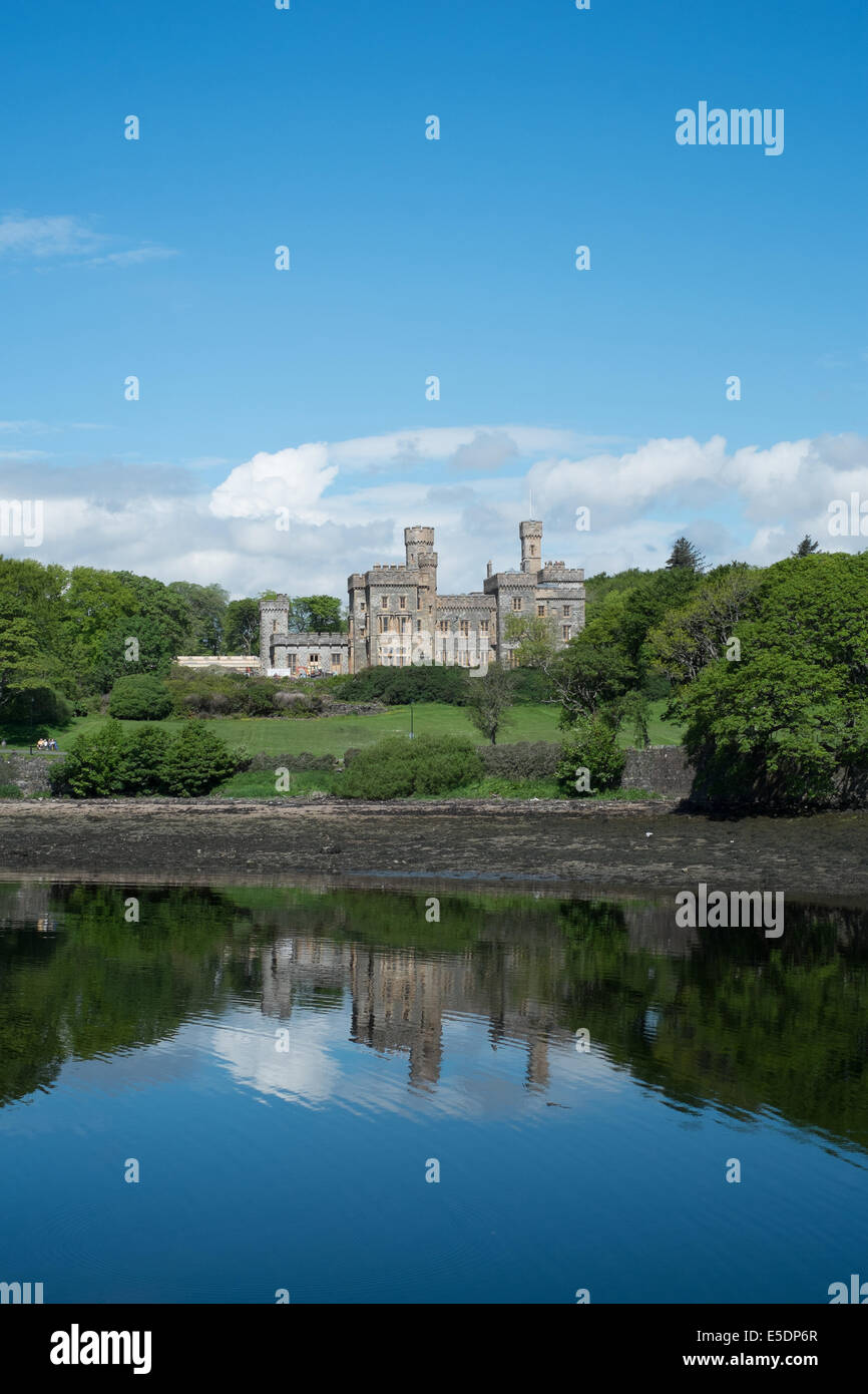 Lews Castle from the harbour and River Creed, Stornoway, Outer Hebrides Stock Photo