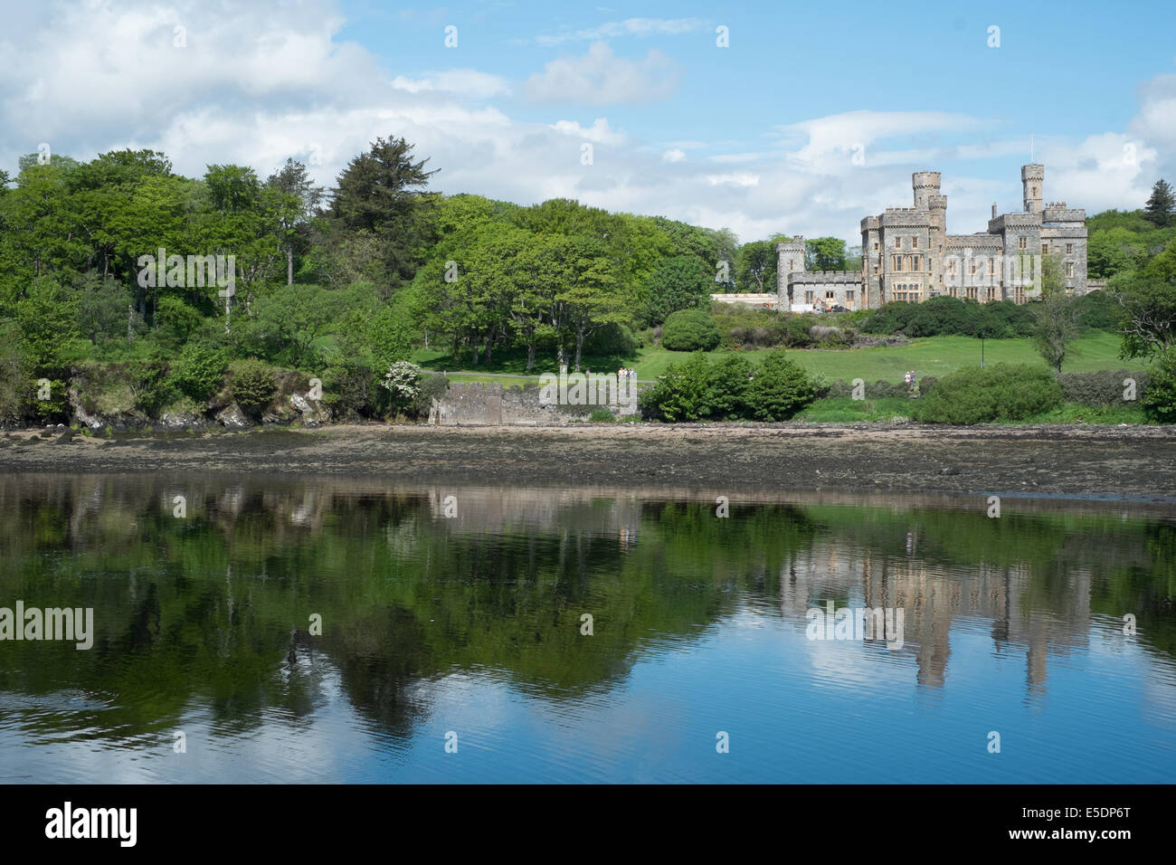 Lews Castle from the harbour and River Creed, Stornoway, Outer Hebrides Stock Photo