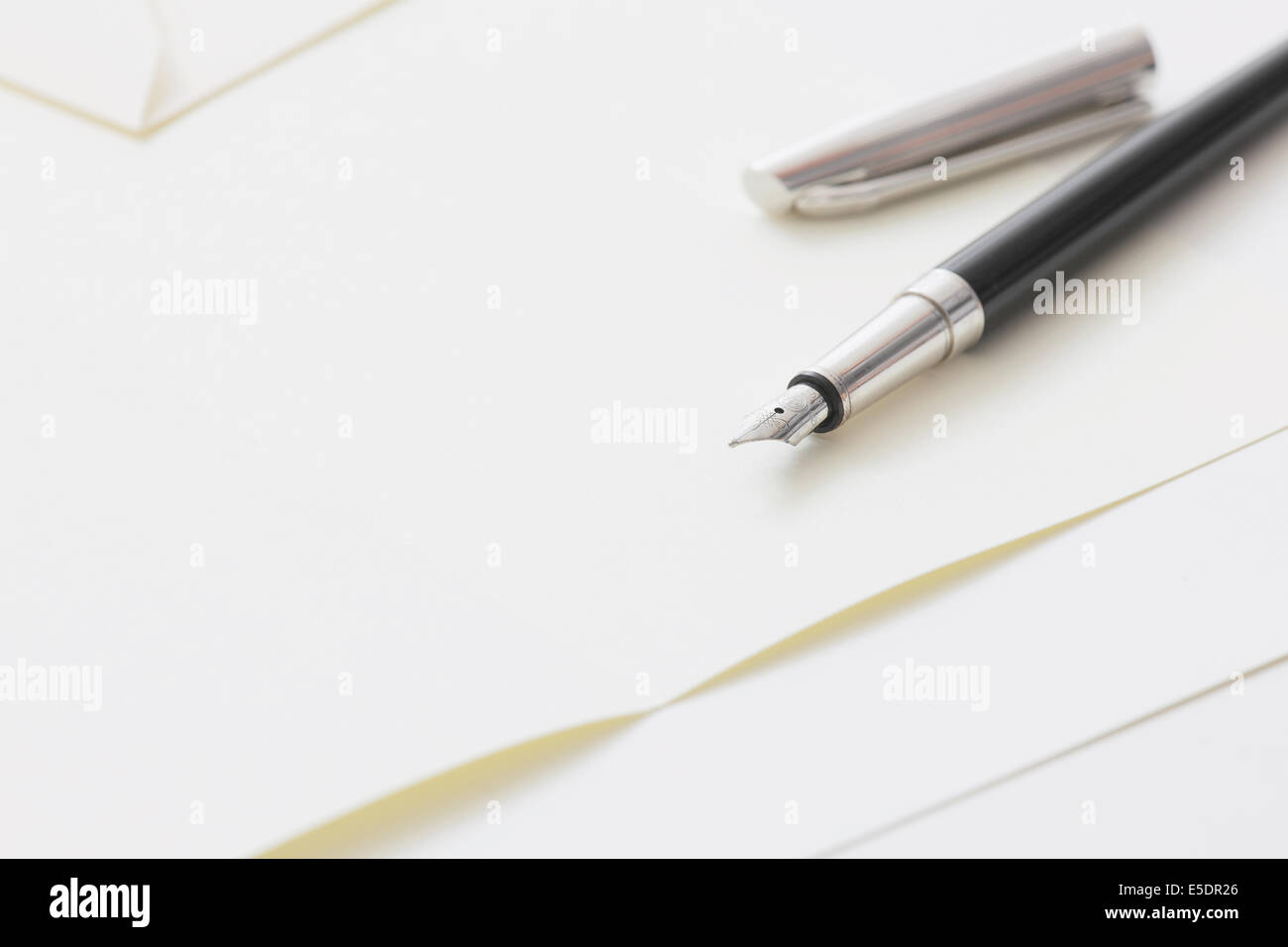 Stationery and fountain pen Stock Photo - Alamy