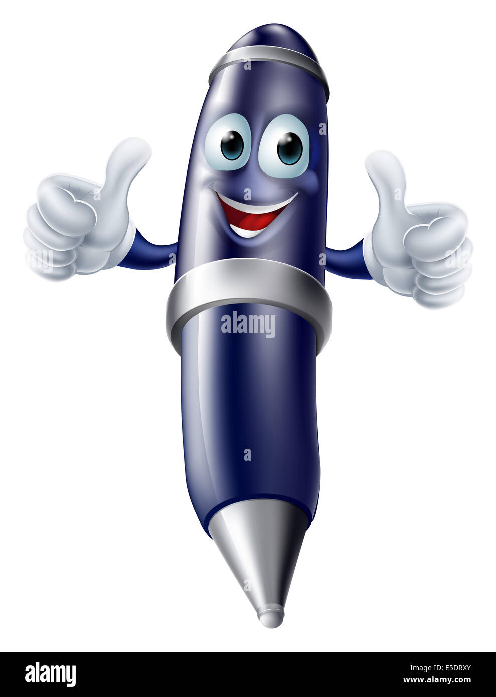 A cute friendly cartoon pen character giving a double thumbs up Stock Photo
